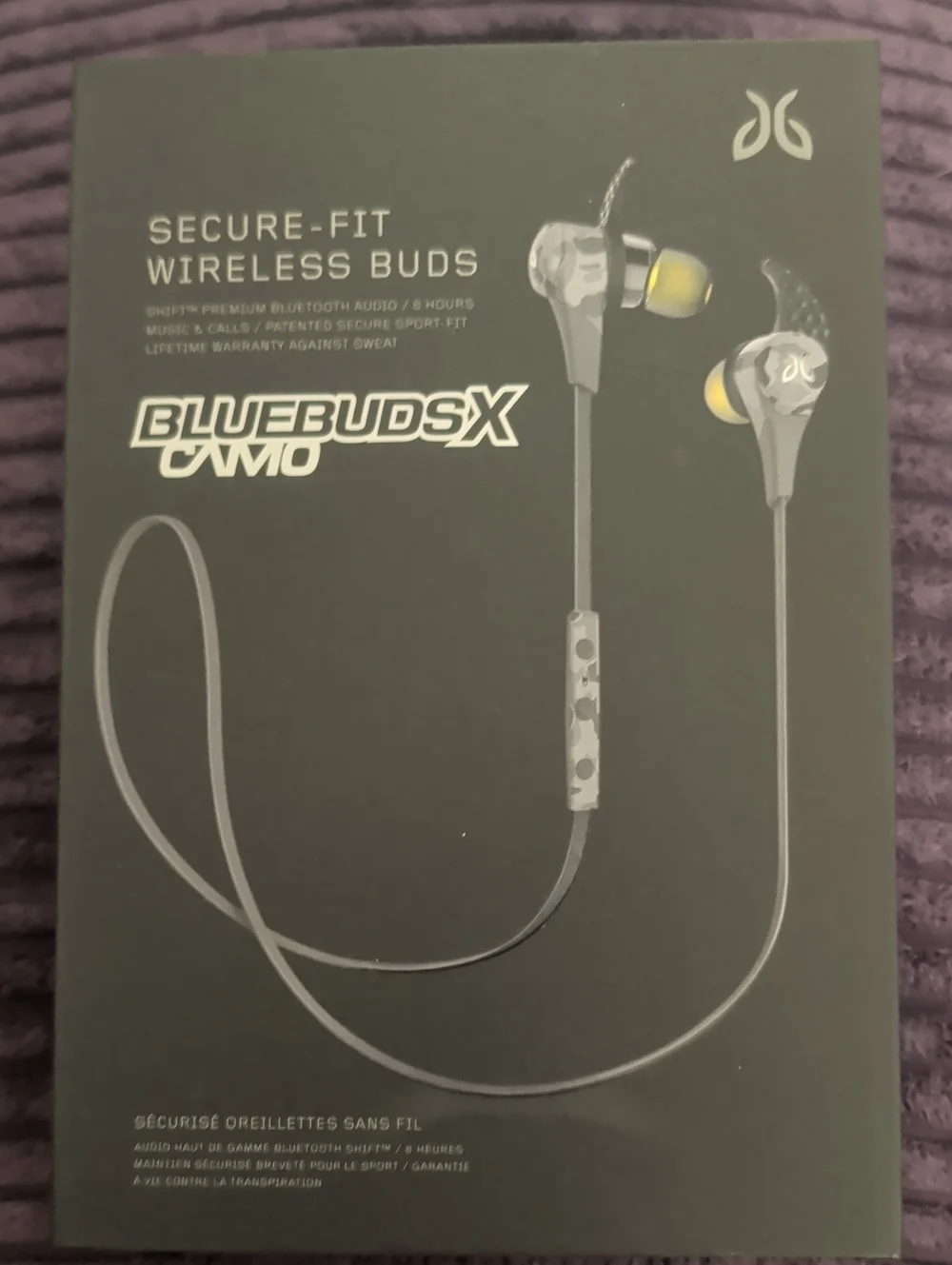 Bluebuds X Camo Secure-Fit Wireless Earbuds - Gray/Yellow